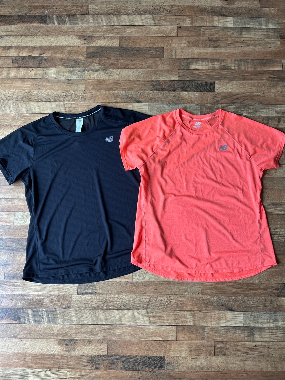 New Balance Lot of Two Short Sleeve Tees - Black & Coral